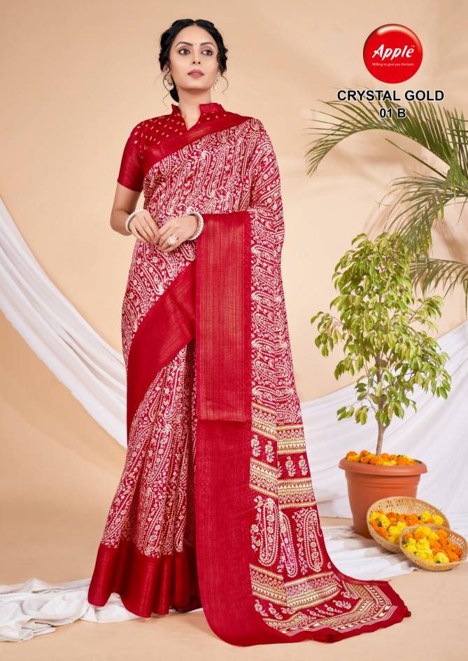 Apple Crystal Gold 01 Daily Wear Printed Sarees
